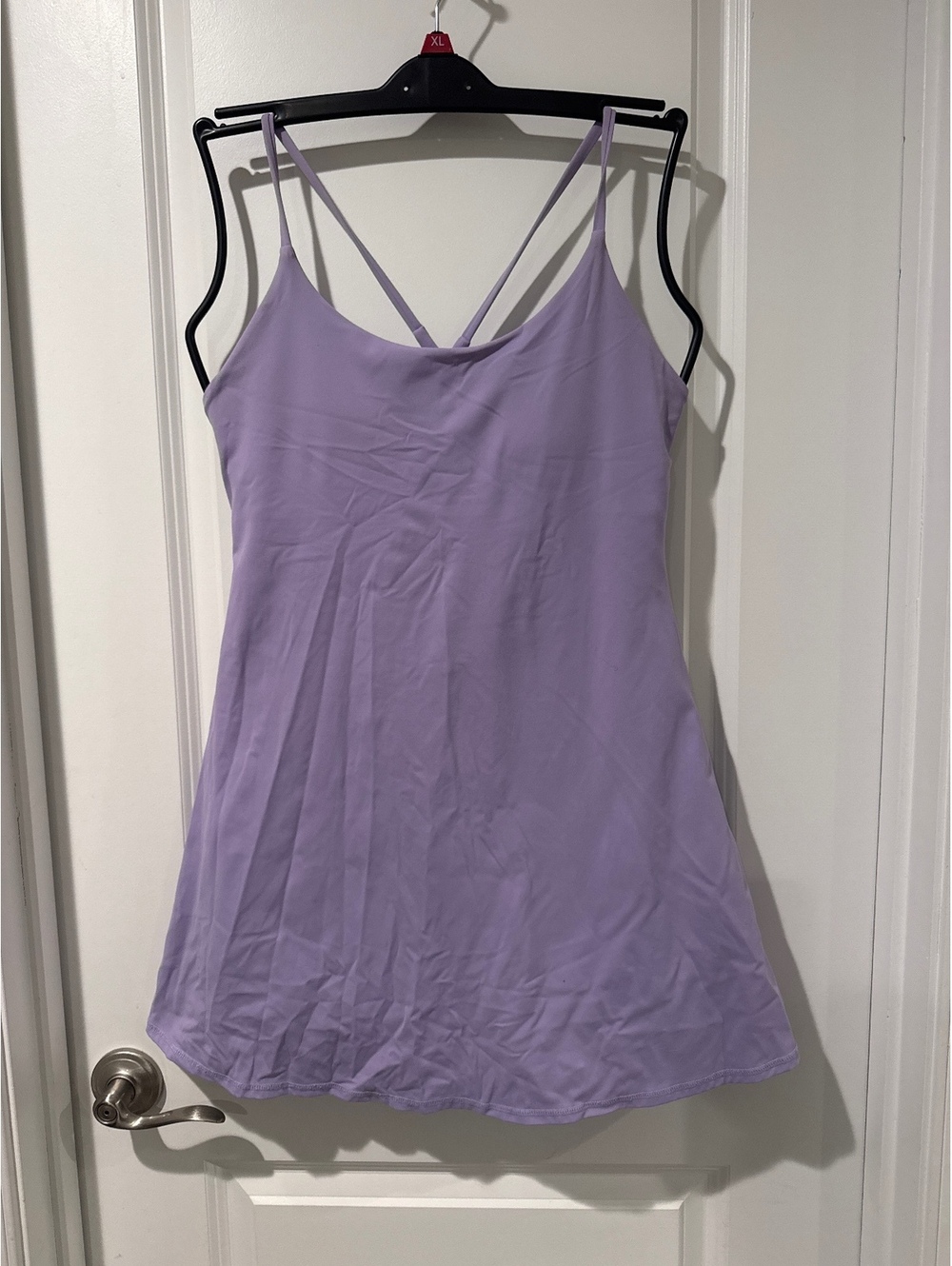 Lilac Purple Strappy Fit & Flare Athletic Dress with Built-in Shorts, Size L